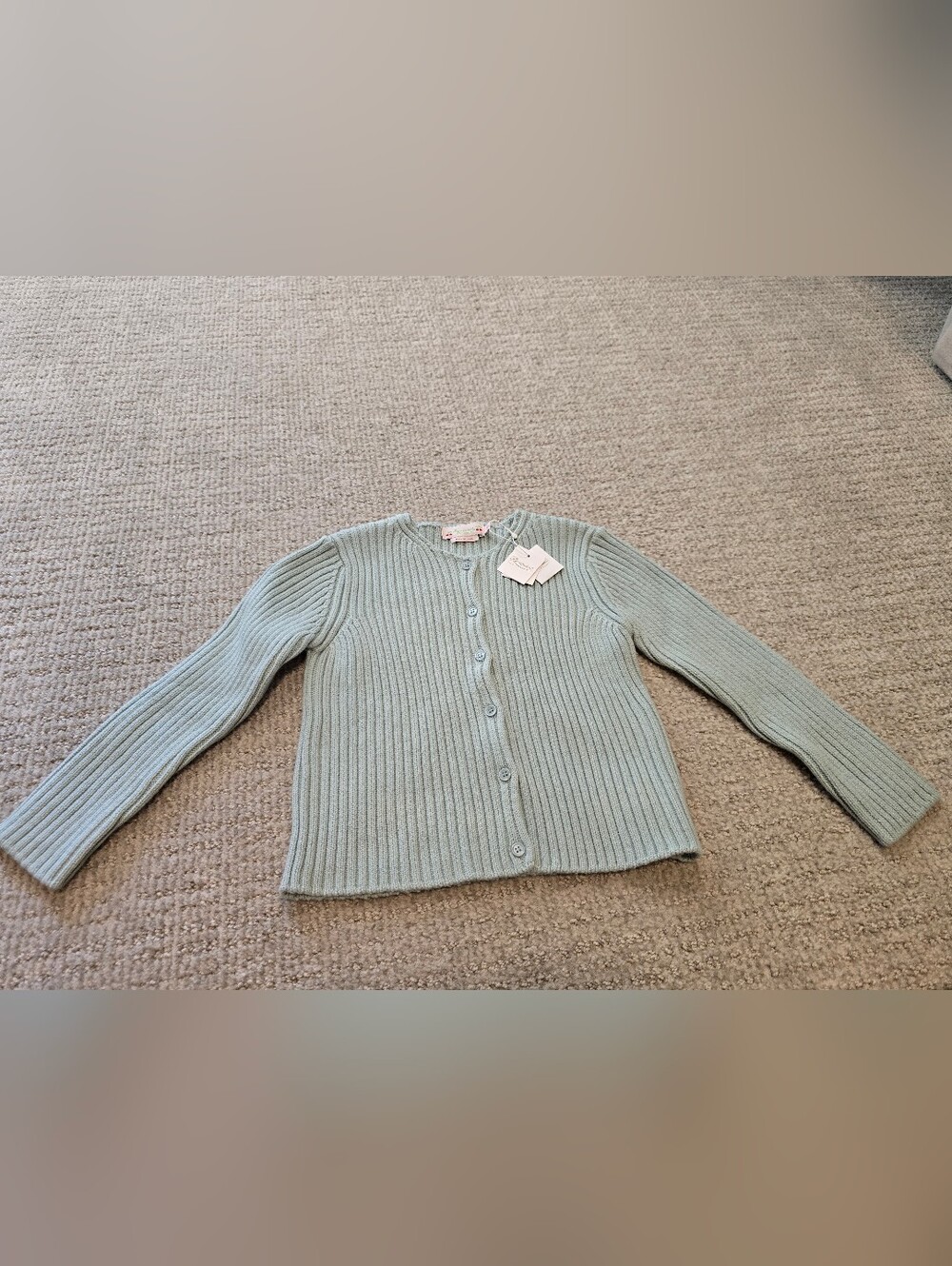 NEW Bonpoint Light Sage Ribbed Button-Front Sweater Cardigan